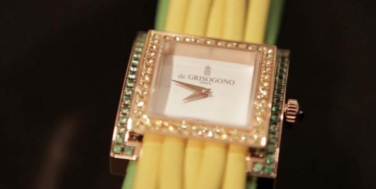 Часы De Grisogono из коллекции Аллегра, с желтым, многожильным, кожаным браслетом