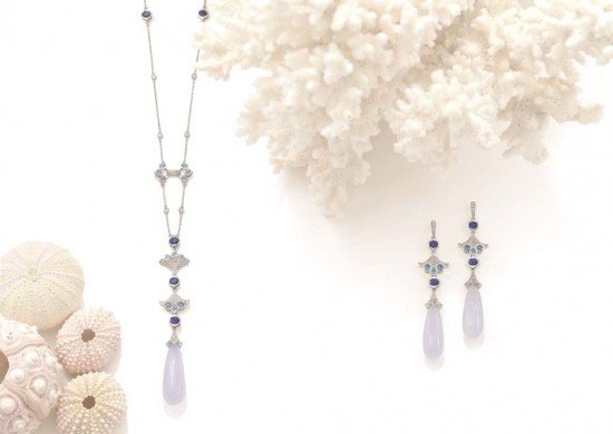 Ожерелье и серьги BoodlesOceanMoon с халцедоном, танзанитом и бриллиантами, из новой коллекции Ocean of Dreams