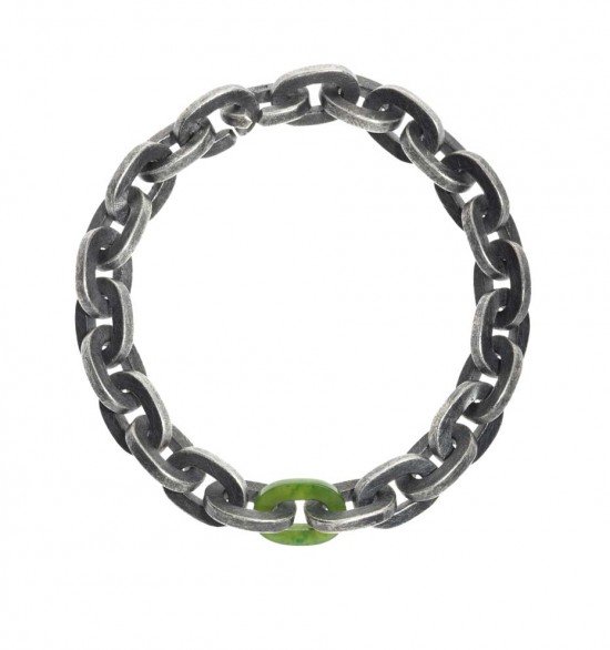 Браслет-цепь из стерлингового серебра и зеленого нефрита из новой Men's Jewelry Collection