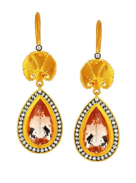 Серьги «Wish» («Желание») из желтого золота с бриллиантами и морганитом из Османской дизайнерской коллекции