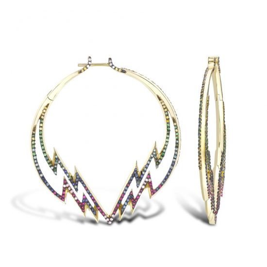 Серьги Venyx Electra Hoop с цветными драгоценными камнями, из новой коллекции Theiya