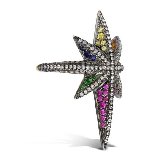 Кольцо Venyx Star с бриллиантами и яркими сапфирами, из новой коллекции Theiya