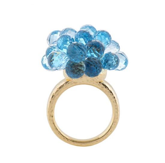Золотое кольцо от Biiju Explosion Swiss с голубым топазом