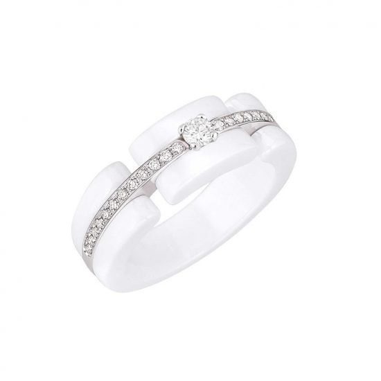 Помолвочное кольцо CHANELL из белой керамики и бриллиантов