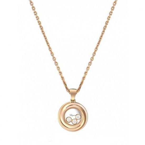 Rose gold and diamond pendant from Chopard's Happy Diamonds collection