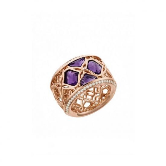 Chopard Imperiale lace ring in 18ct rose gold with amethyst and diamonds.