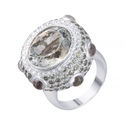 Кольцо из белого золота с бриллиантом и празиолитом (Арт.rs0095-049_sm_ga_wg)