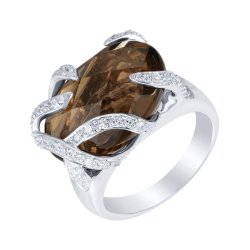 Кольцо из белого золота с бриллиантом и раухтопазом (Арт.jd0052r-wct-1_wgdwsq_ko_sq_wg)