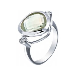 Кольцо из белого золота с бриллиантом и празиолитом (Арт.01379r_ga_wg)