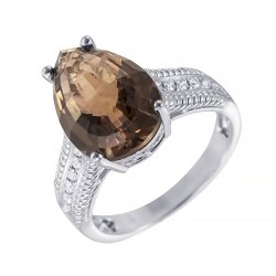 Кольцо из белого золота с бриллиантом и раухтопазом (Арт.mr28863td-10_sq_wg)