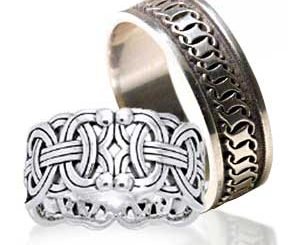Символ Бога Одина – кольцо мужское (серебро) с изображением волка