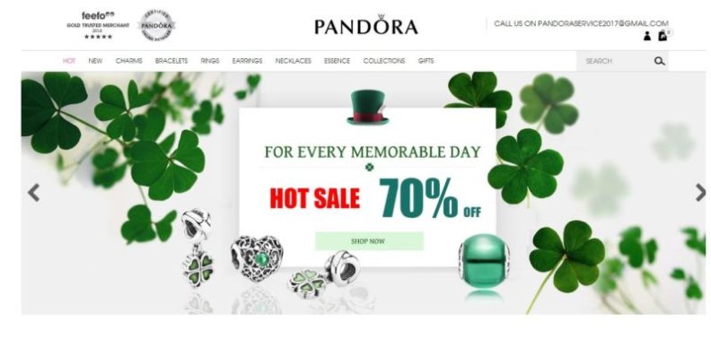 Мошеннические сайты предлагают продукцию Pandora со скидками 70%