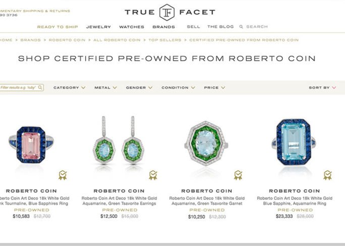 Онлайн торговая площадка объявила о создании категории сертифицированных известными брендами бывших в употреблении ювелирных украшений 