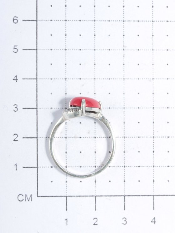 Серебряное кольцо с марказитом и кораллом имит. TEOSA HR-396-COR