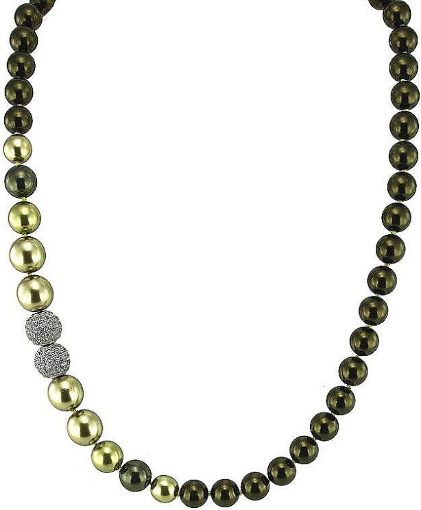 Ожерелье из серебра с жемчугом и кристаллом swarovski (Арт.1l-sk-45-34)
