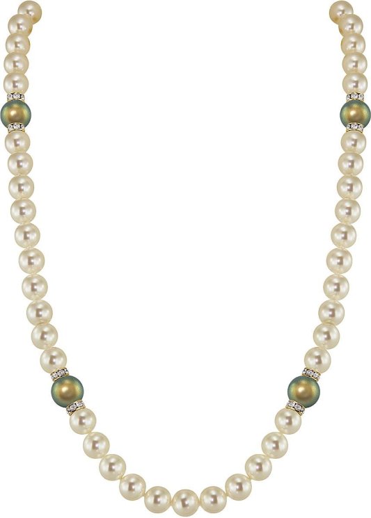Ожерелье из серебра с жемчугом и кристаллом swarovski (Арт.102l-gr5-3-26)