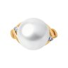 Кольцо из золочёного серебра с жемчугом и фианитами (Арт.92014265)