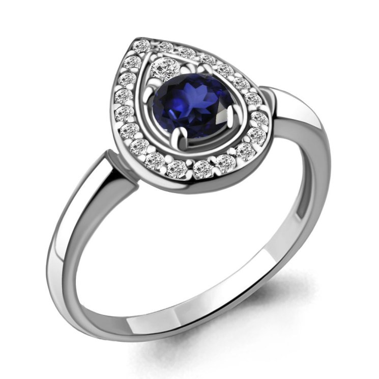 Серебряное кольцо с фианитом AQUAMARINE 68748АБ.5