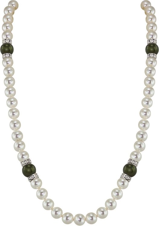 Ожерелье из серебра с жемчугом и кристаллом swarovski (Арт.102l-sr5-1-34)