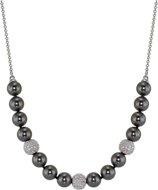 Ожерелье из серебра с жемчугом и кристаллом swarovski (Арт.213l-sk-31)