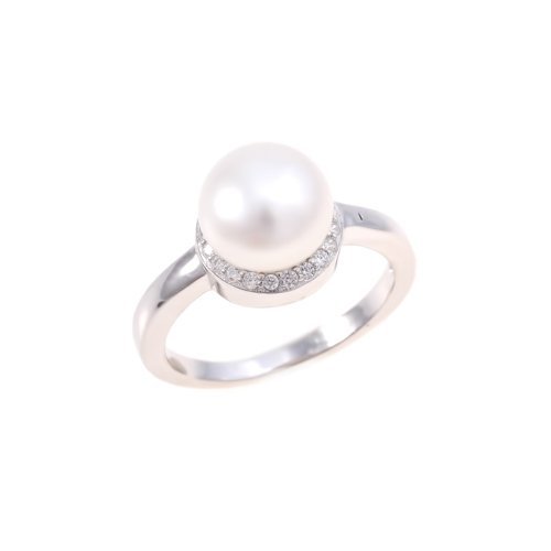 Серебряное кольцо с фианитом и жемчугом культ. TEOSA PRLJR00461-W