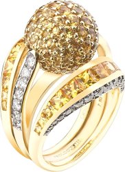 Кольцо из золота с бриллиантом и сапфиром Русские Самоцветы (Арт.rg_5001_a08_55(a05))