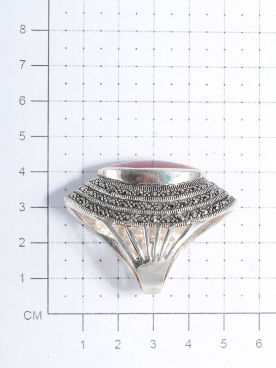 Кольцо из серебра с сердоликом и марказитом TEOSA MAR-039-RD