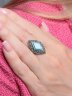 Серебряное кольцо с марказитом и бирюзой синт. TEOSA HR-594-TQ