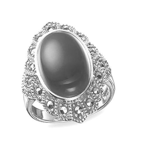 Серебряное кольцо с агатом зеленым и хризопразом Марказит К 178