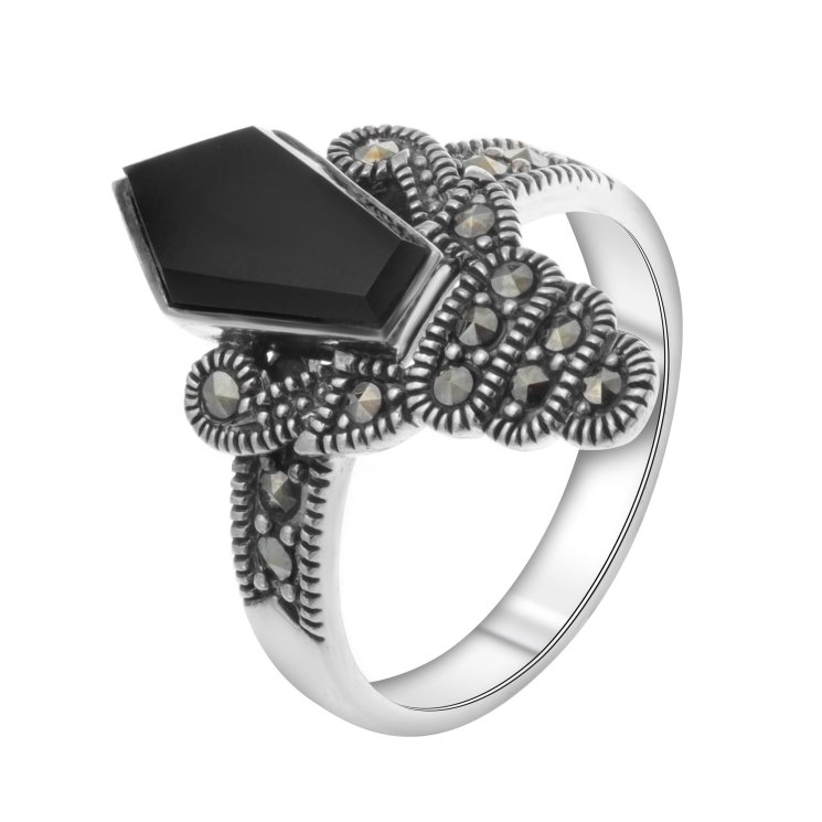 Серебряное кольцо с марказитом ЮК "Серебро" HR-595-ON