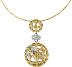 Ожерелье из золота с бриллиантом и сапфиром Русские Самоцветы (Арт.pd_4686_a05)