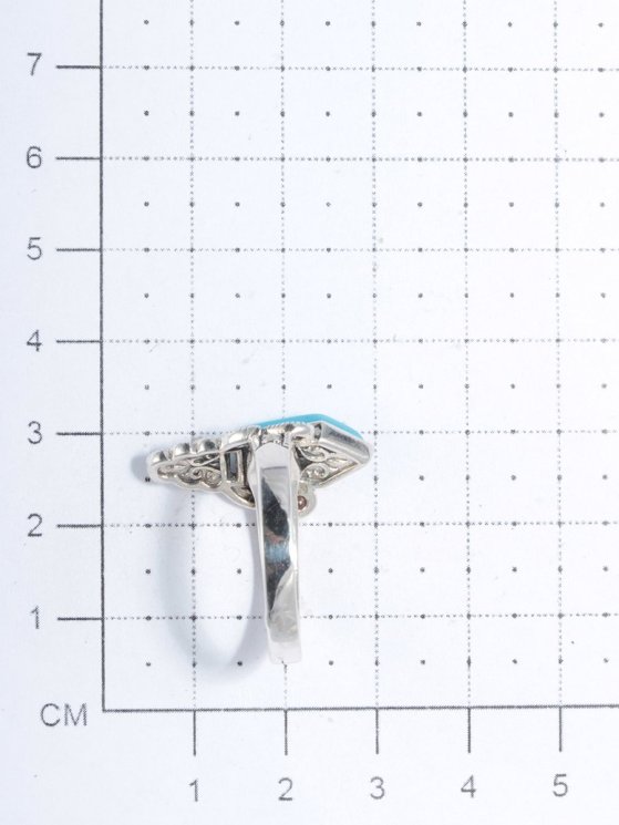 Серебряное кольцо с марказитом и бирюзой ЮК "Серебро" HR-595-TQ