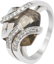 Кольцо из белого золота с бриллиантом и кварцем (Арт.sa002gdb2_52)