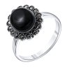 Серебряное кольцо с марказитом и ониксом TEOSA MAR-1259-ON
