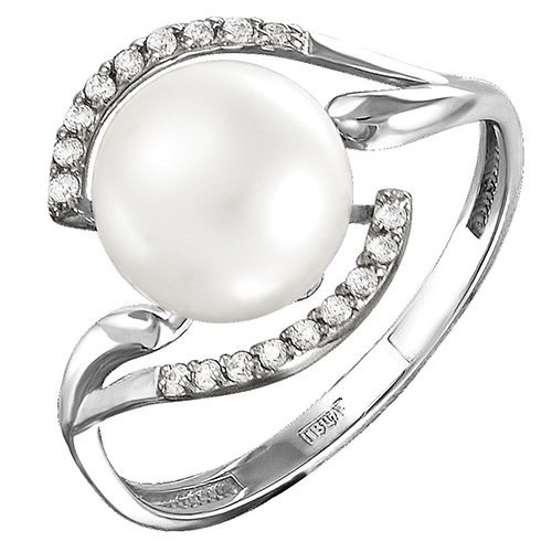 Серебряное кольцо с жемчугом и фианитом TEOSA 190-5-415