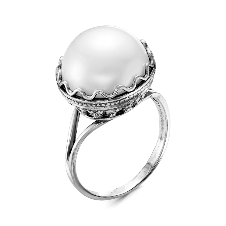 Серебряное кольцо с жемчугом имитированным Красная пресня 23310590