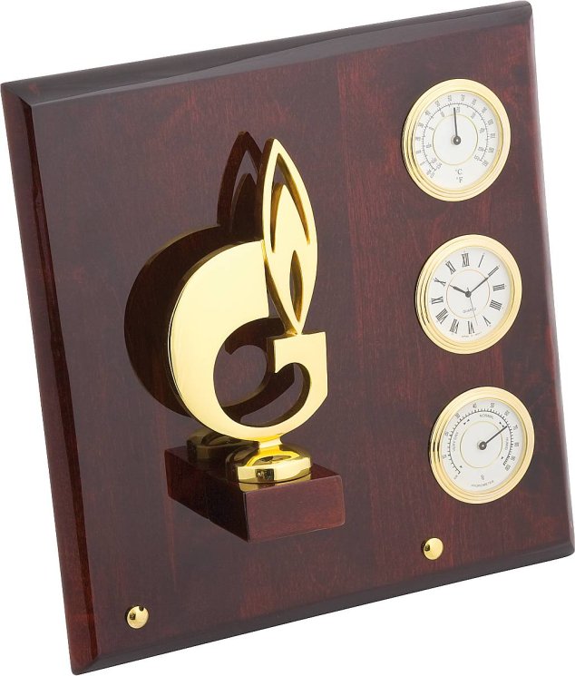 Плакетка "символ газа" часы, термометр. гигрометр" Linea del tempo, италия (Арт.g03gbr)