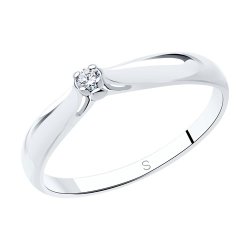 Помолвочное кольцо из серебра с бриллиантом (Арт.87010002)