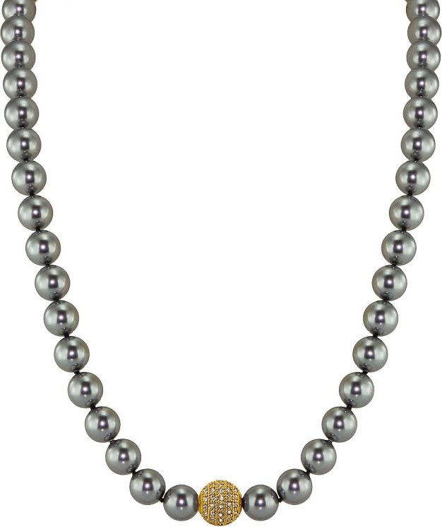 Ожерелье из серебра с жемчугом и кристаллом swarovski (Арт.91l-gk-30)