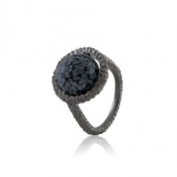 Серебряное кольцо BEAVERS с обсидианом 1833ob_ox