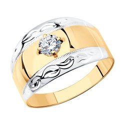 Кольцо из золота с алмазкой с фианитом (Арт.016692)