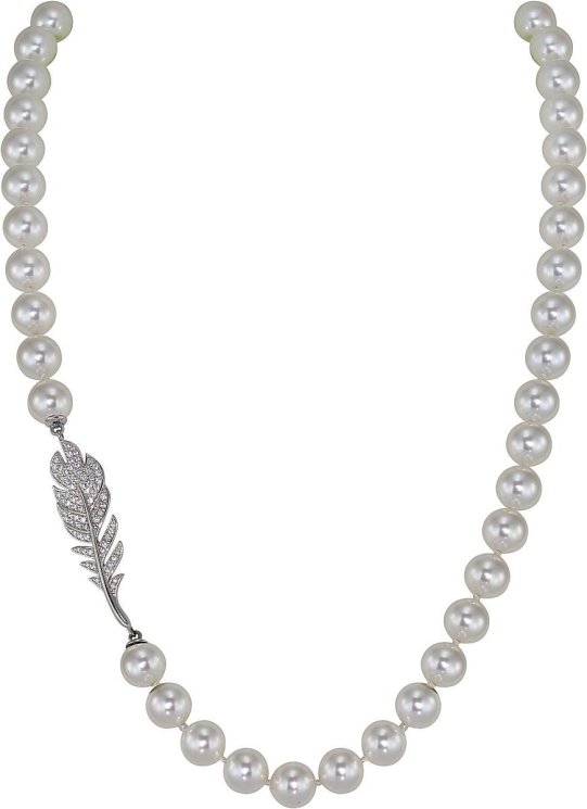 Ожерелье из серебра с жемчугом и кристаллом swarovski (Арт.27l-p36-s-1)