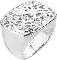 Кольцо из серебра с куб. цирконием и эмалью Русские Самоцветы (Арт.7000663_11_08_052)