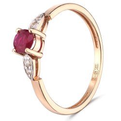 Кольцо из золота с бриллиантом и рубином Русские Самоцветы (Арт.95457)