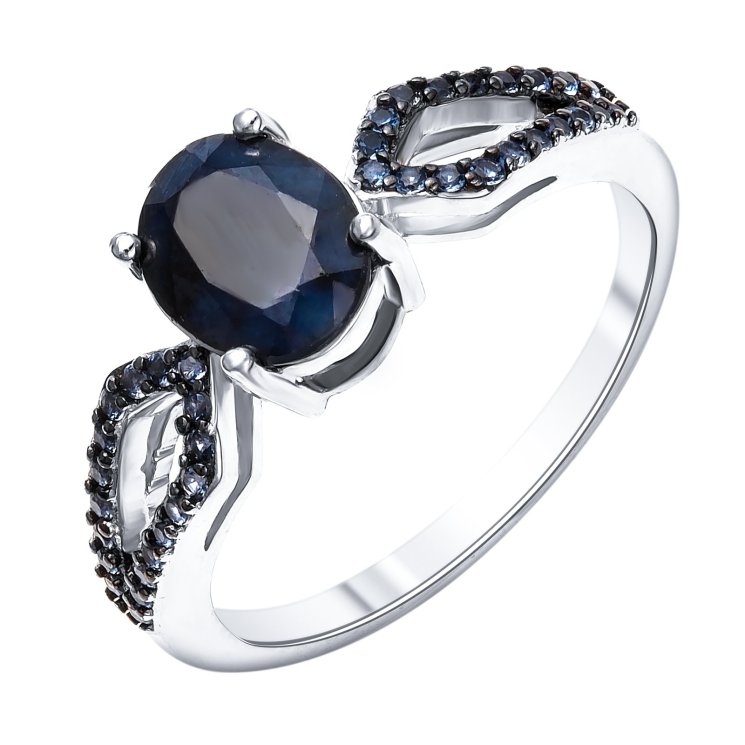 Серебряное кольцо с сапфиром и сапфиром нат. (u) TEOSA R-DRGR00938-SP