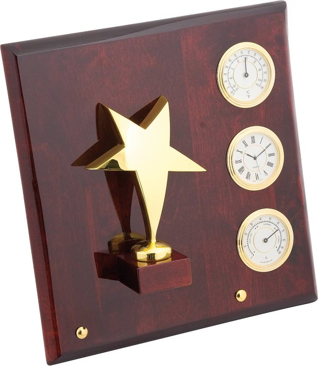 Плакетка "звезда" часы, термометр, гигрометр" Linea del tempo, италия (Арт.a03gbr)