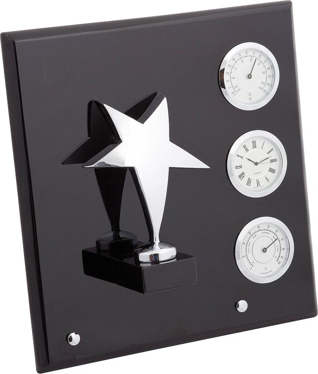 Плакетка "звезда" часы, термометр, гигрометр" Linea del tempo, италия (Арт.a03sbl)