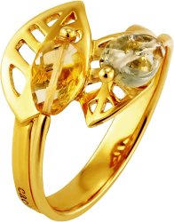 Кольцо из золота с кварцем и цитрином Русские Самоцветы (Арт.xb018jcq_54)