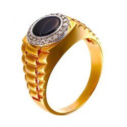 Кольцо из золота с бриллиантом и ониксом (Арт.56510axx4x_ox_yg)