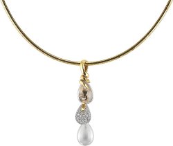 Ожерелье из золота с бриллиантом и кварцем (Арт.sy504xdb2)